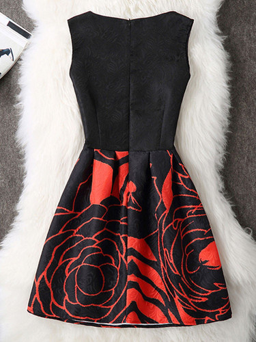 Casual Round Neck Printed Fabulous Skater Dress