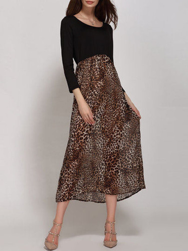 Casual Leopard Printed Stylish Maxi-dress