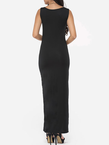 Casual Plain Elegant Round Neck Cocktail-dress
