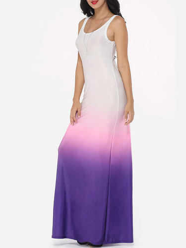 Casual Assorted Colors Gradient Exquisite Spaghetti Strap Maxi-dress