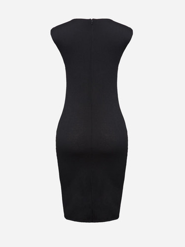 Casual V Neck Asymmetric Striped Bodycon Dress