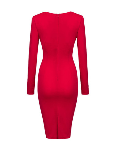 Casual Asymmetric Neck Plain Split Bodycon Dress