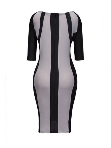 Casual Half Sleeve Round Neck Color Block Bodycon Dress
