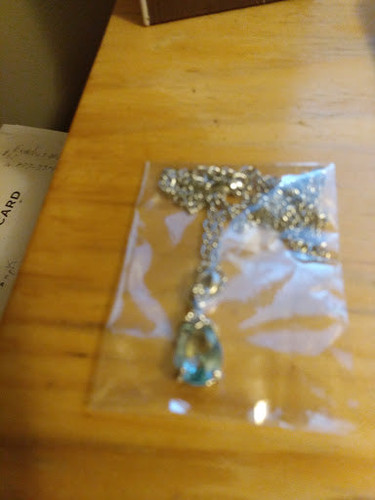 Aquamarine Colored Gemstone Incased n Sterling Silver Pendant Necklace: Hutzell