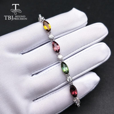 Vintage Tourmaline 925 Sterling Silver Precious Gemstone Bracelets