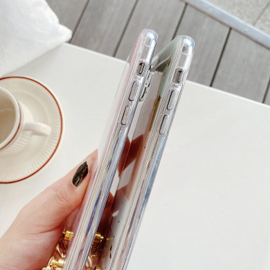 Fashion Crossbody Phone Case Glitter Marble Bow Necklace iPhone Cover