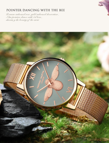 Women Mesh Watches 3D Bee Design Top Brand Japan Quartz Watch