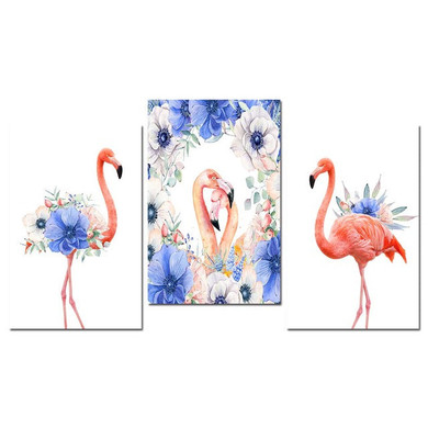 Watercolor Flamingo Flowers Nordic Canvas Poster Wall Art Canvas Prints Minimalist Painting Wall Picture for Bedroom Home Decor