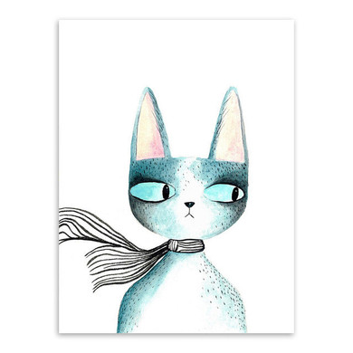 Nordic Modern Kawaii Animals Cats Fish Canvas Big A4 Art Print Poster Nursey Wall Picture Home Kids Room Decor Painting No Frame