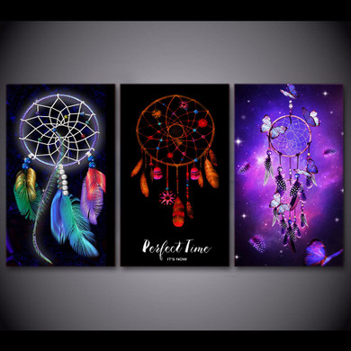 HD printed 3 piece canvas art Dreamcatcher  painting Modular Framed posters wall pictures for living room Free shipping NY-7166B
