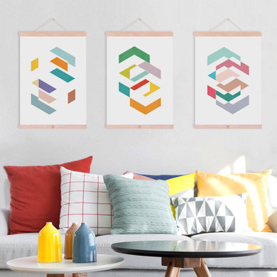 Modern Abstract Color Geometric Shape Wooden Framed Canvas Painting Nordic Living Room Deco Wall Art Print Picture Poster Scroll