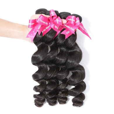 Luvin Hair Loose Wave Human Hair Bundle With Closure Brazilian Hair 3 Bundles With 360 Lace Frontal Pre-Plucked