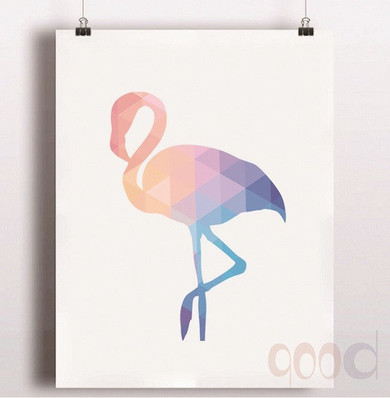Geometric Flamingo Canvas Art Print Poster, Wall Pictures for Home Decoration, Wall Art Decor FA237-20