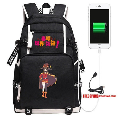Kono Subarashii Sekai ni Shukufuku o! Unisex USB Travel Shoulder Laptop Backpack