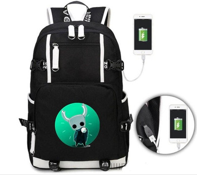 Hollow Knight canvas USB Charge Mochila the pale king backpack