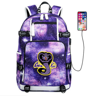 Cobra Kai the Karate Kid Saga Continue usb charging canvas Laptop Backpack