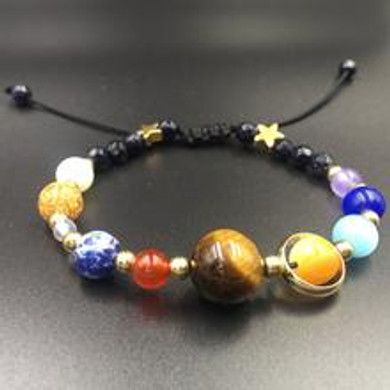 Universe Galaxy the Eight Planets Stone Bracelet