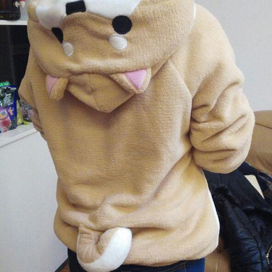 Harajuku Japanese Kawaii Hoodies Women Sweatshirts With Ears Cute Doge Muco Winter Plush Lovely Muco ! Anime Hooded Hoodies