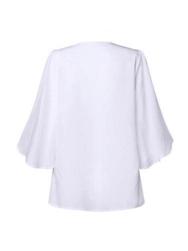 Summer Loose Trumpet Sleeve  V-Neck Floral Blouse Tops