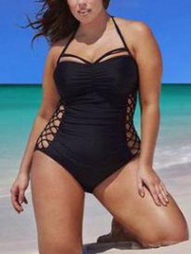 Women's Plus Size Cross Lace Up Swimsuit Women's Plus Size Cross Lace Up Swimsuit