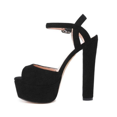 Chunky Ankle Strap Peep Toe Pumps