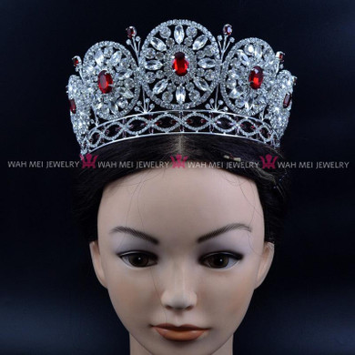 Red Stone Rhinestone Bridal Wedding Tiara Red Stone Rhinestone Bridal Wedding Tiara