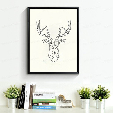 Geometric Deer Head Canvas Art Print Poster, Wall Pictures for Home Decoration, Wall decor FA221-8