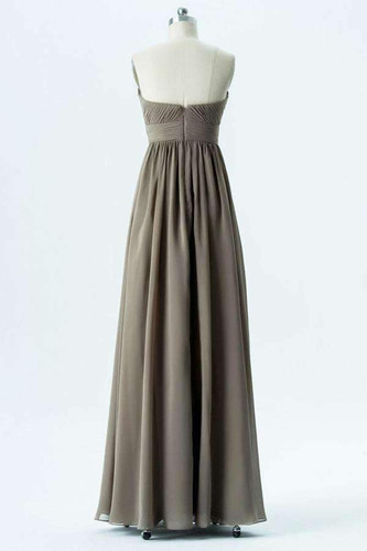 Grey A Line Floor Length Sweetheart Strapless Mid Back Bridesmaid Dresses B144