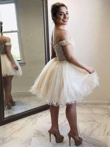 Charming Off the Shoulder With Beaded Homecoming Dress M521