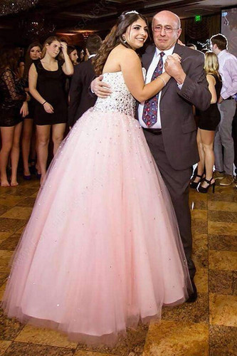 Pink A Line Floor Length Sweetheart Strapless Sleeveless Beading Plus Size Prom Dresses S13