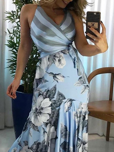 Printed V-neck Maxi Dresses Printed V-neck Maxi Dresses