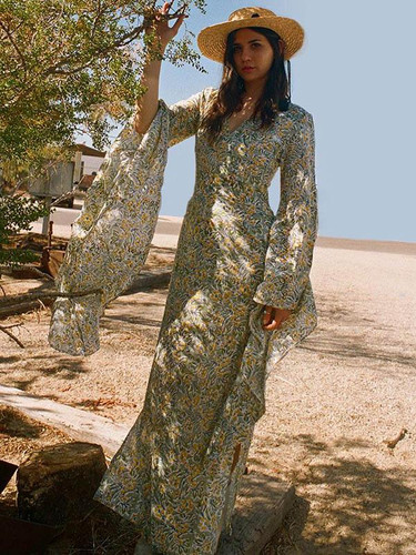 Flared Sleeves Bohemia Maxi Dress