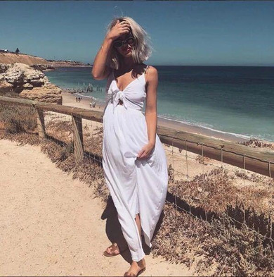 Summer Elegant Beach Sling Solid Color Dress