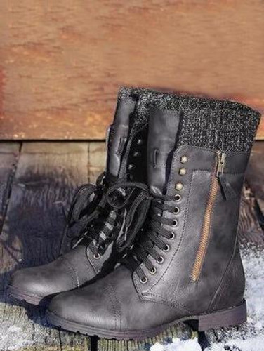 Women's Vintage Knitting Boots Mid Calf Boots