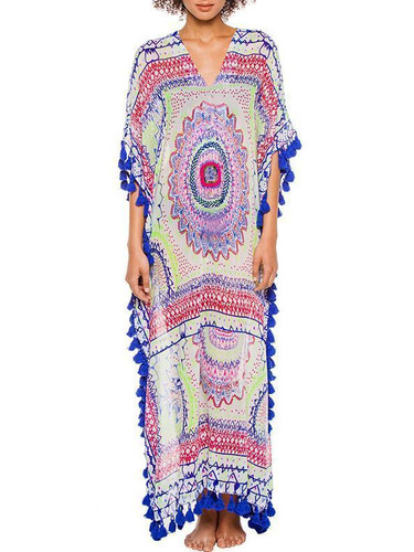 Sexy V-neck Print Bohemia Maxi Beach Dress