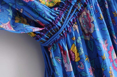 Printed Deep V Neck Tassel Bohemia Beach Maxi Dress