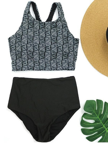 Sexy Retro Floral Striped High Waist Bikini Set Swimsuit Sexy Retro Floral Striped High Waist Bikini Set Swimsuit