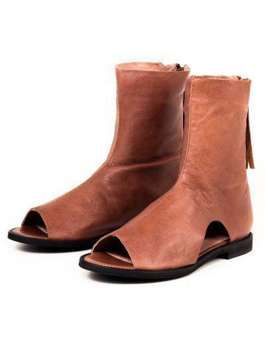 Solid Color Open Toe Flats Boots Shoes