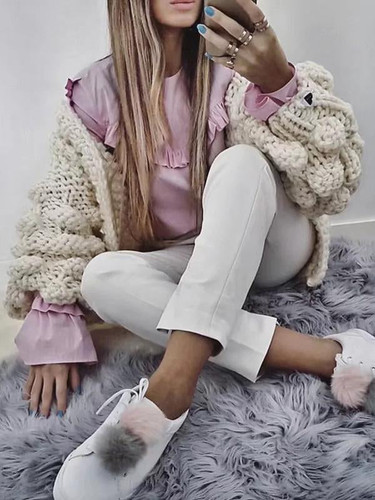 Knit Hollow Long Sleeve Cardigan Outwear Sweater Knit Hollow Long Sleeve Cardigan Outwear Sweater