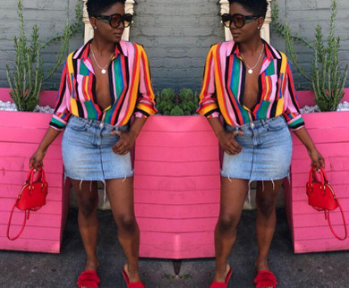 New Fashion Color Stripes Long Sleeves Loose Shirt