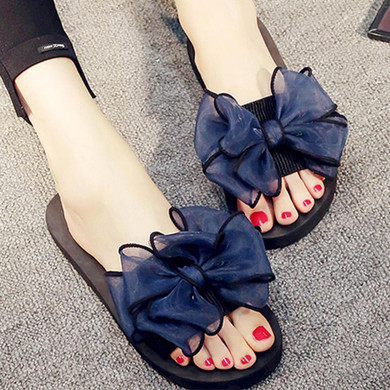 Casual Flat Peep Bowknot Toe Slippers