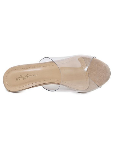 Sexy Clear Mules Peep Toe High Heels Sandals