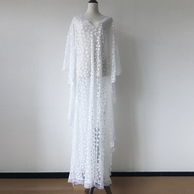Bohemian White Lace See-Through Beach Holiday Cover ups Bohemian White Lace See-Through Beach Holiday Cover ups