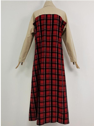 Loose Plaid Split-joint Lapel Outwears