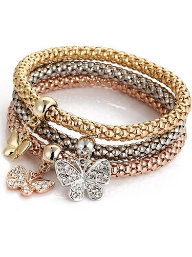 Stylish Alloy Crystal Pendant Bracelet Set