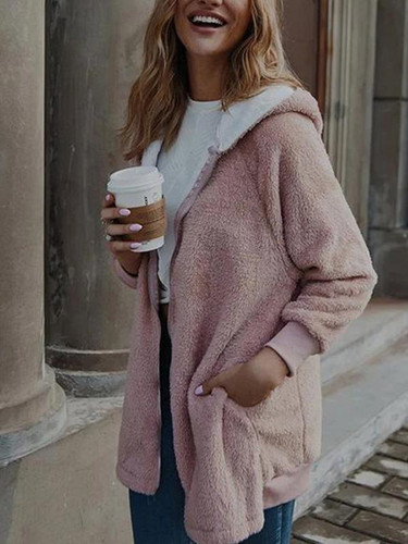 Casual Zipper Solid Sweet Pocket Long Sleeve Thin Outwear Hoodie Coat