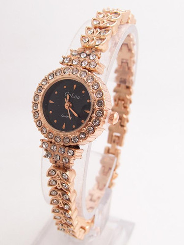 Shining Crystal Gold Bracelet Watches Wristwatch Rhinestone Watch