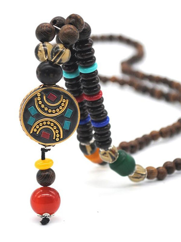 Chic National Style Wooden Beads Nepal Beads Necklace
