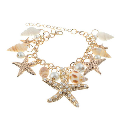 Stylish Conch Starfish Summer Beach Bracelet Jewelry