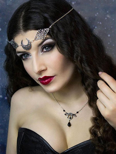 Boho Forehead Crescent Moon Head Chain Headwear Jewelry